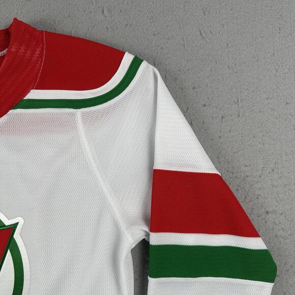 Utica Devils Jersey Youth Small White Red Stitch Logo AHL CCM - Picture 5 of 16